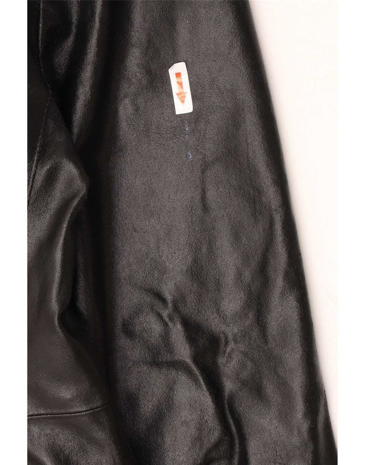 Abrigo de cuero vintage para mujer IT 46 Grande Negro