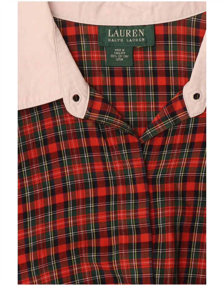 RALPH LAUREN Blusa camisera para mujer UK 40 XL Cuadros rojos