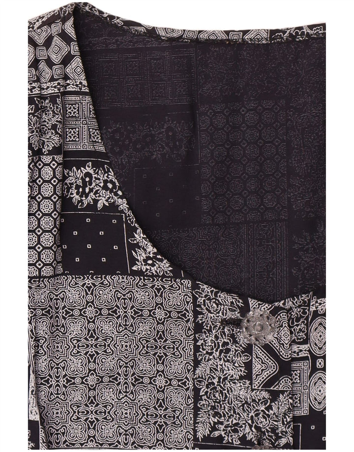 Vintage mujer A-Line vestido Reino Unido 14 patchwork gris medio