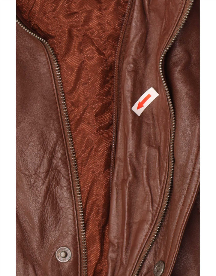 Vintage hombres cuero abrigo Reino Unido 40 grande marrón