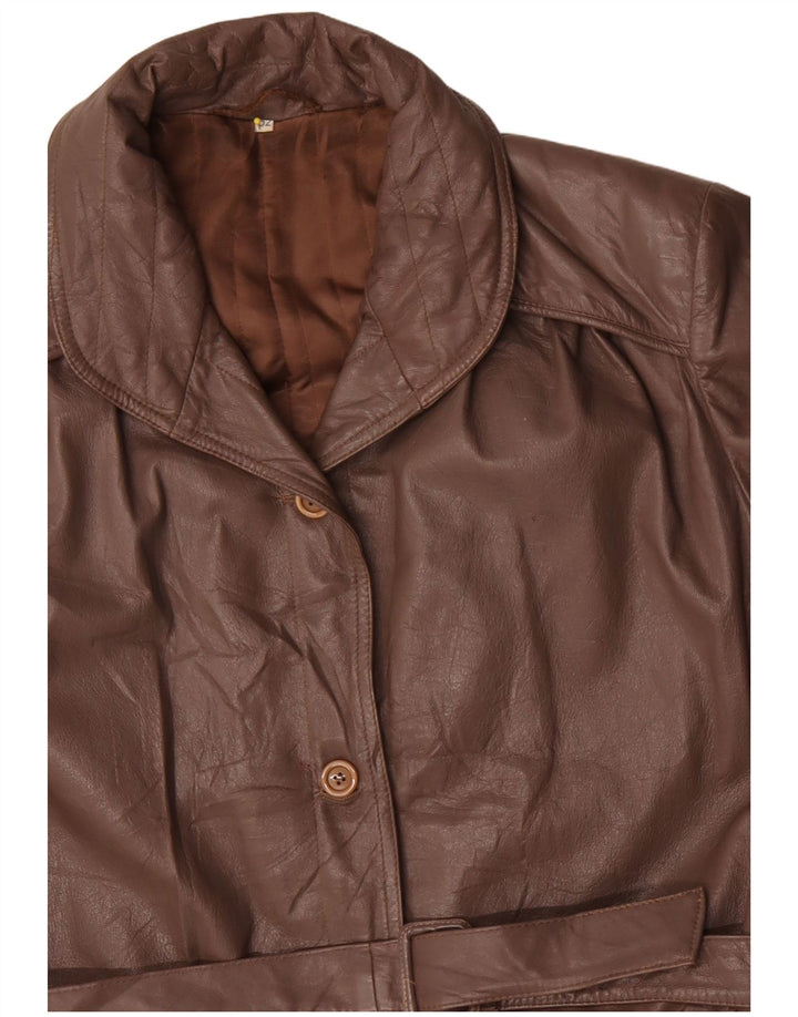 Vintage mujer chaqueta de cuero de gran tamaño IT 52 2XL Marrón