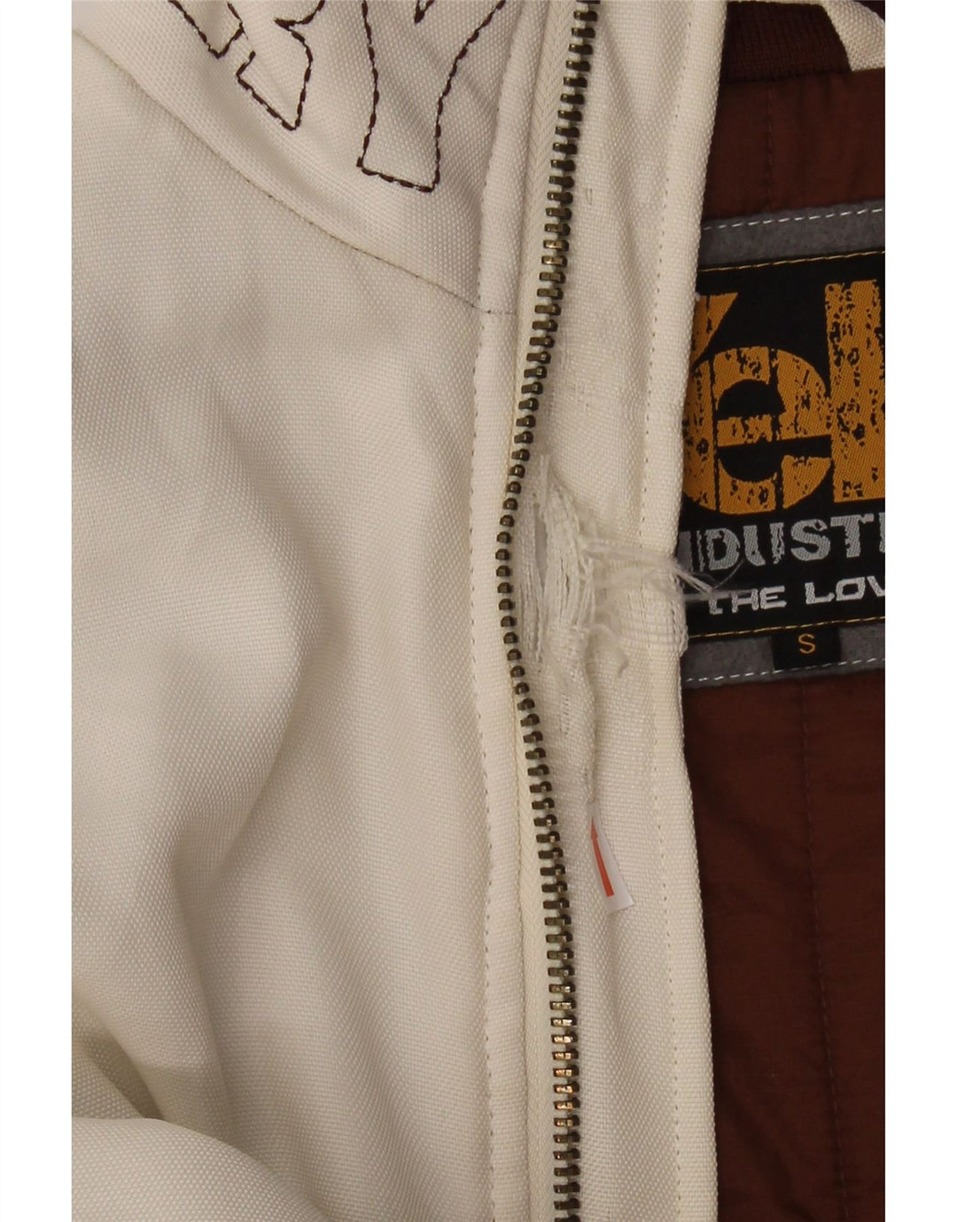 ¡GRITAR! Chaqueta bomber con gráfico de corte holgado para hombre UK 36 Small Poliéster blanco