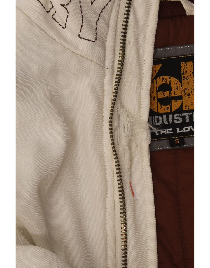 ¡GRITAR! Chaqueta bomber con gráfico de corte holgado para hombre UK 36 Small Poliéster blanco