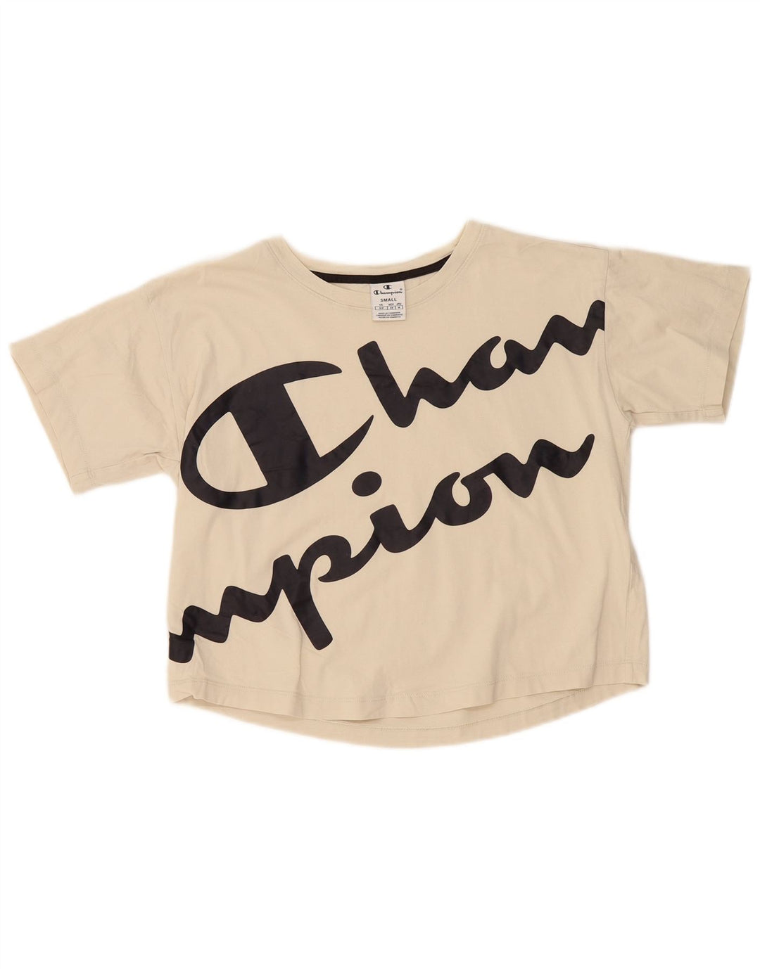 CHAMPION Camiseta corta con gráfico extragrande para mujer UK 10 Small Beige