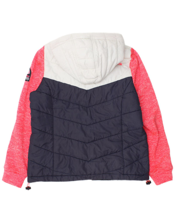 Superdry Chaqueta Acolchada Con Capucha Para Mujer UK 46 Large Azul Marino Colorblock