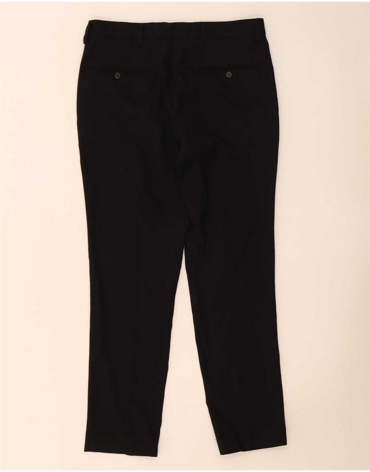 Marks & Spencer Pantalón de traje ajustado para hombre W32 L29 Lana negra