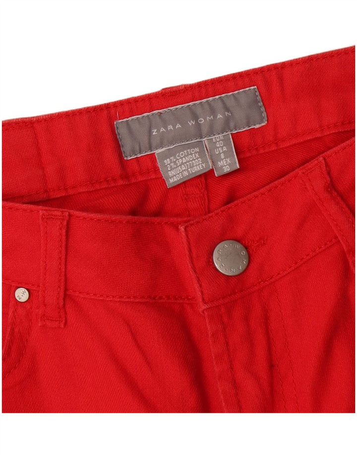 Zara Jeans Rectos Mujer EU 40 Medium W30 L31 Algodón Rojo