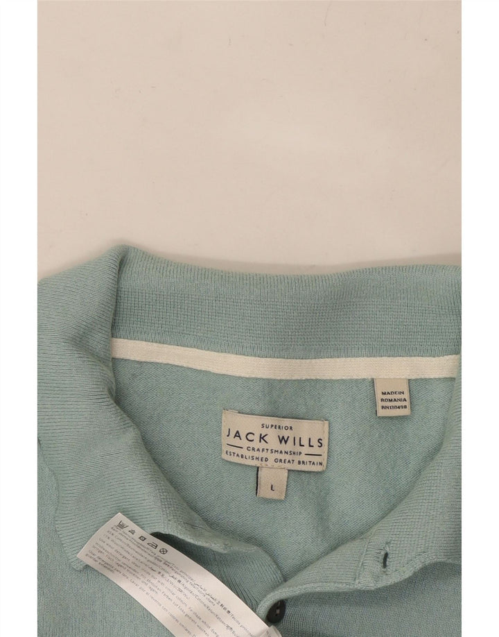 JACK WILLS Jersey con cuello tipo polo para hombre, talla grande, algodón azul