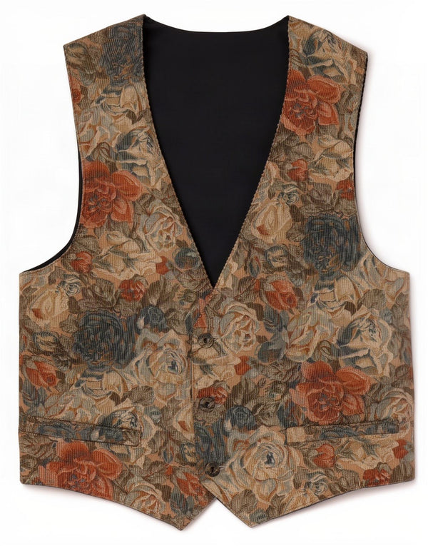 Chaleco vintage para hombre XS algodón floral multicolor