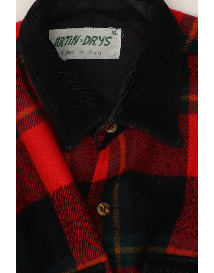 Camisa de franela vintage para hombre XL cuadros rojos