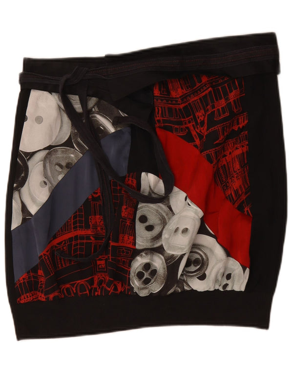 Desigual Minifalda estampada para mujer EU 42 Large W34 Bloque de color negro