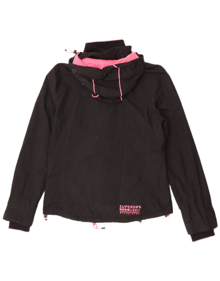 Superdry Chaqueta impermeable con capucha para mujer, talla 44, nailon negro grande