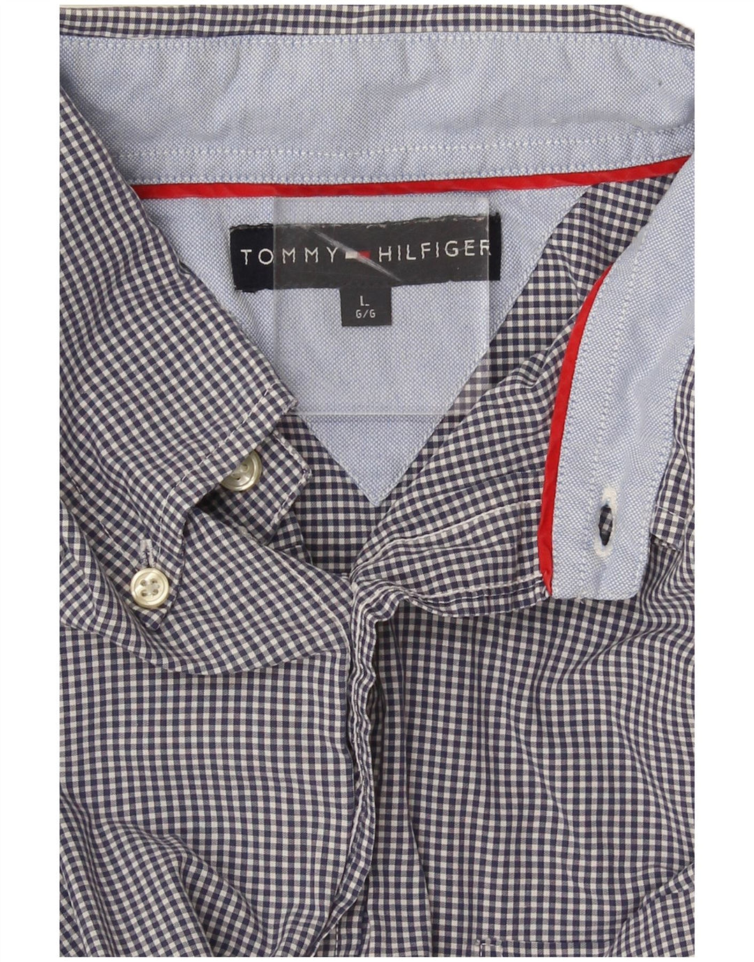 Tommy Hilfiger Camisa para hombre grande azul marino Gingham