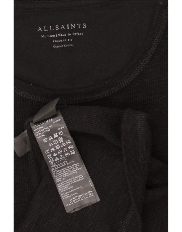 All Saints Top de corte regular para hombre, manga larga, algodón negro mediano