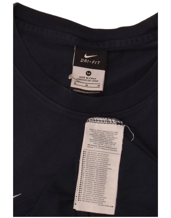 Camiseta Nike Dri Fit para hombre Top mediano de algodón azul marino