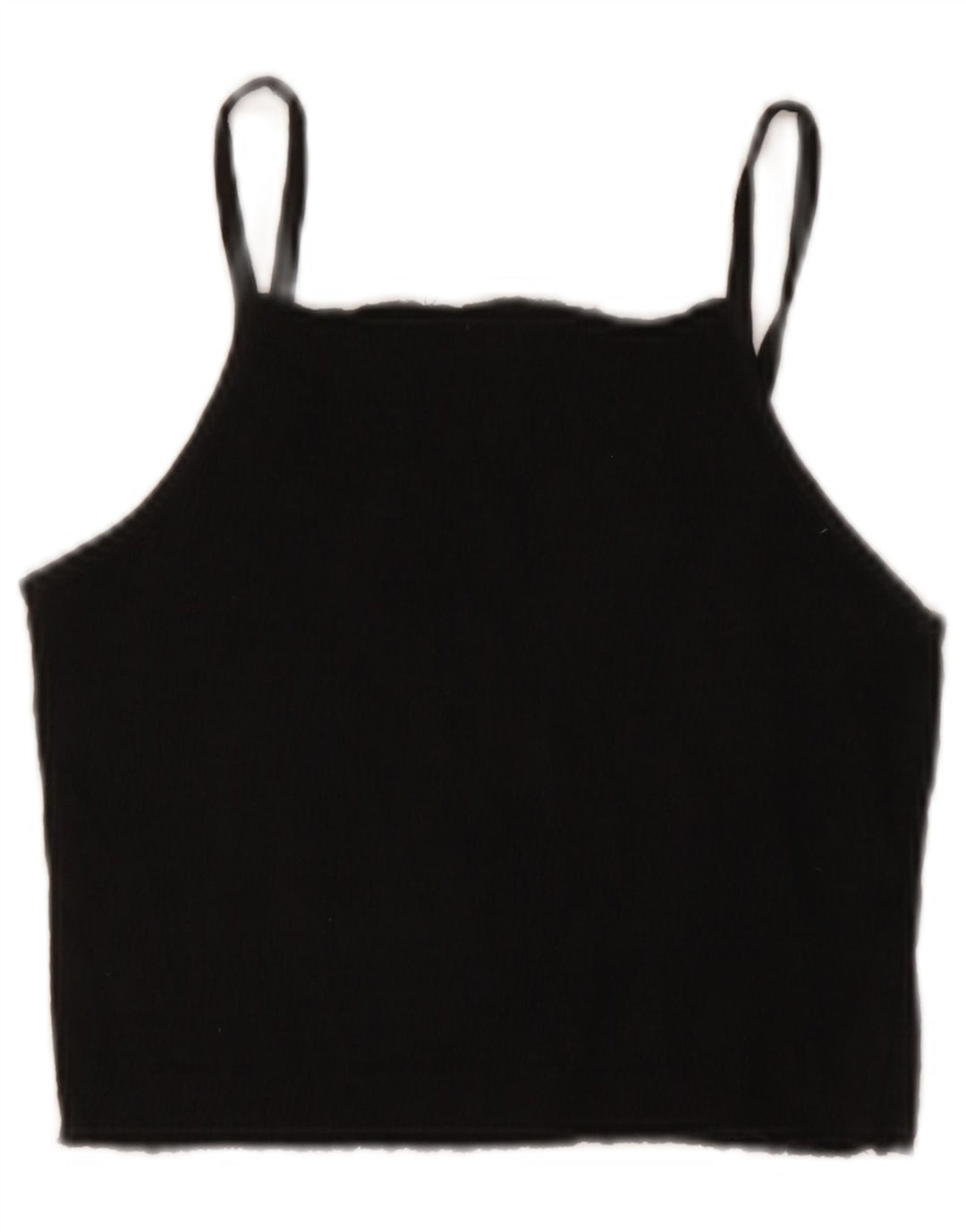 Zara Mujer Crop Cami Top UK 40 Mediano Algodón Negro