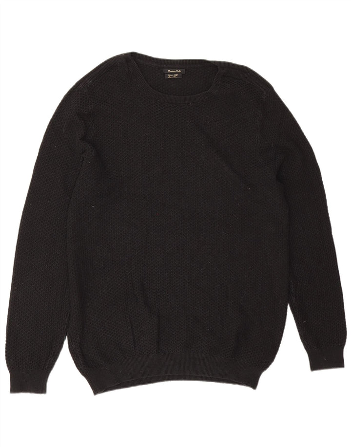 Massimo Dutti Jersey Cuello Redondo Hombre XL Negro Algodón
