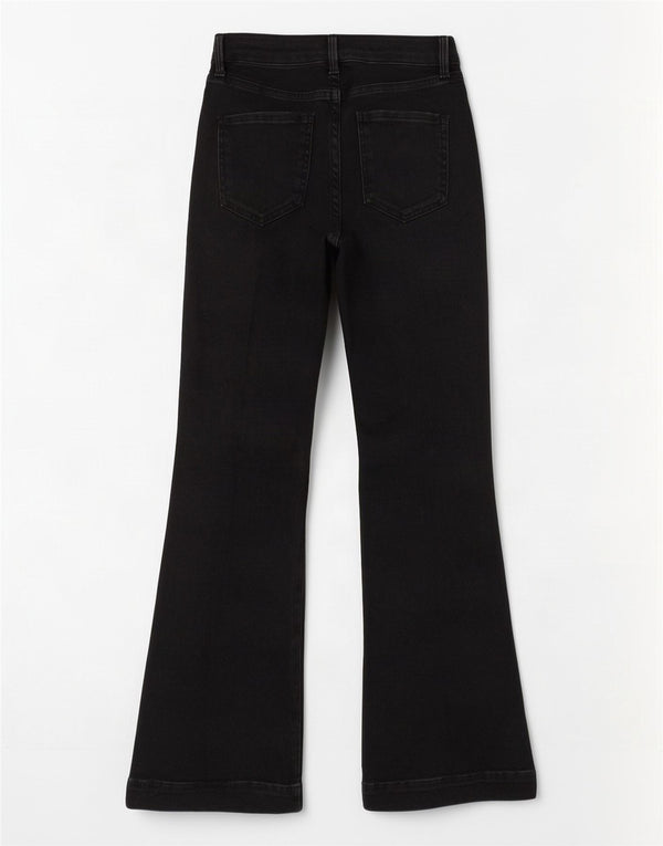 Marks & Spencer Vaqueros Acampanados para Mujer UK 8 Small W26 L31 Negro