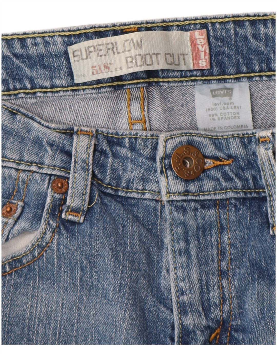 Levi's Mujer 518 Vaqueros Super Low Bootcut W28 L32 Algodón Azul