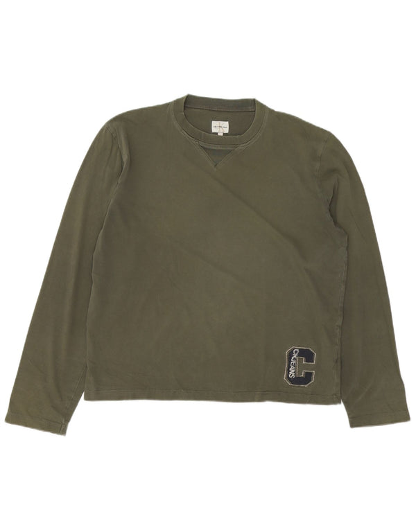 Calvin Klein Jeans Hombre Gráfico Top Manga Larga XL Algodón Verde