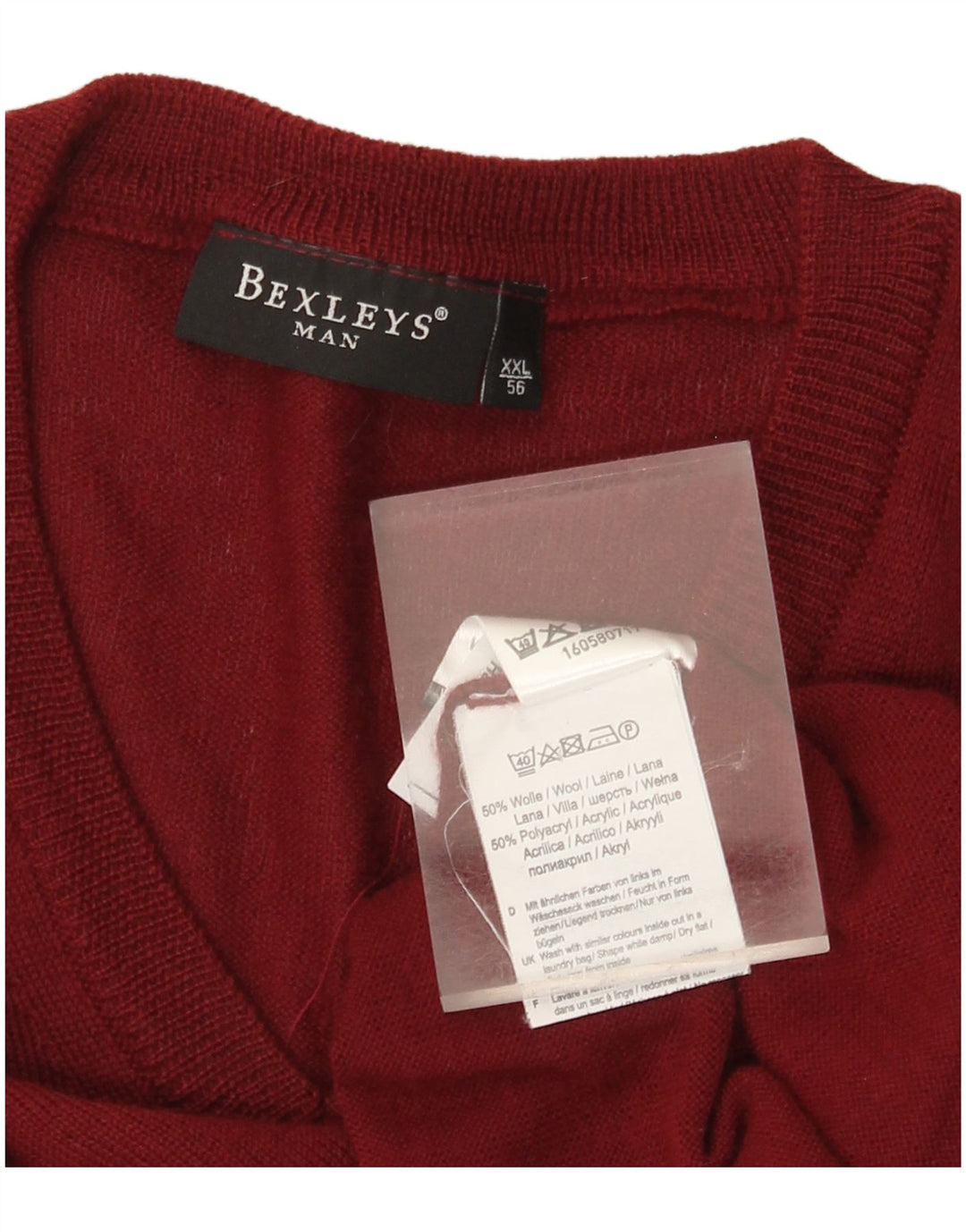 BEXLEYS Jersey con cuello en V para hombre IT 56 2XL Lana burdeos