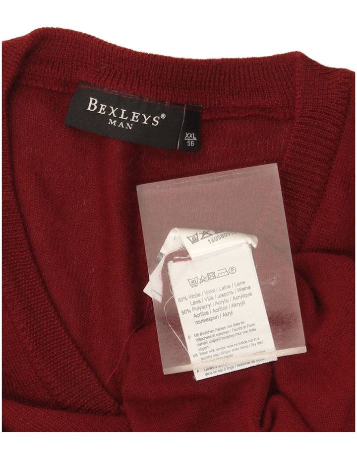 BEXLEYS Jersey con cuello en V para hombre IT 56 2XL Lana burdeos