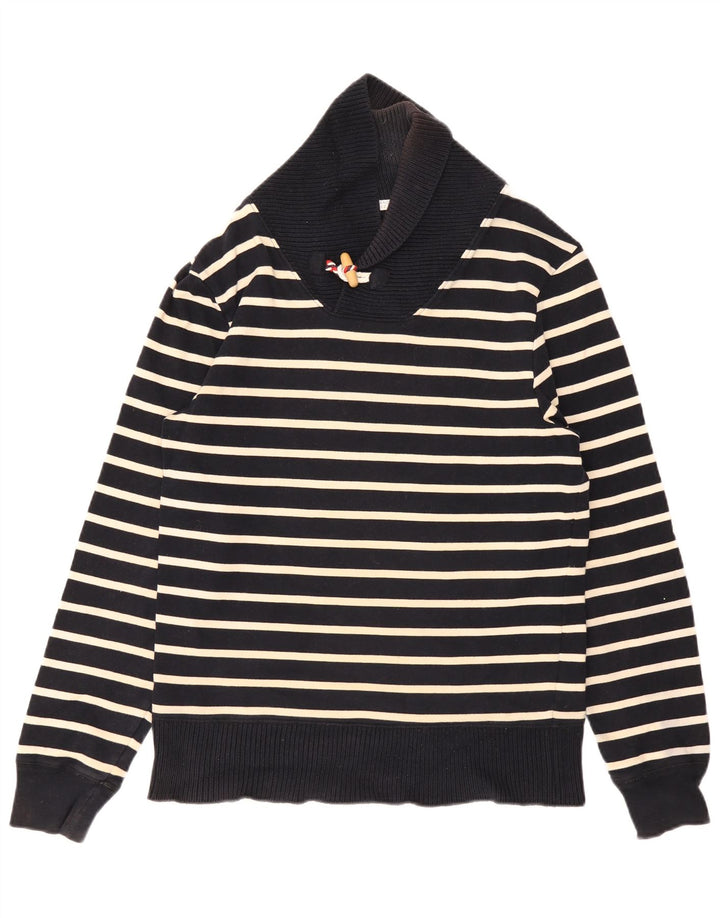 Zara Hombre Jersey Con Cuello Chal Rayas Azul Marino Mediano