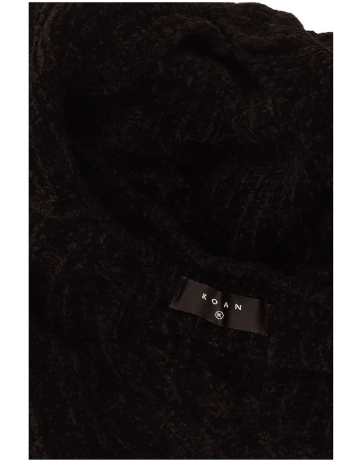 Vintage hombres V-cuello jumper suéter XL negro acrílico