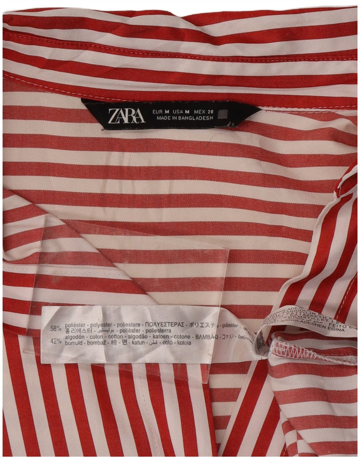 Camisa ZARA Mujer ES 44 Mediano Poliéster Rayas Rojas