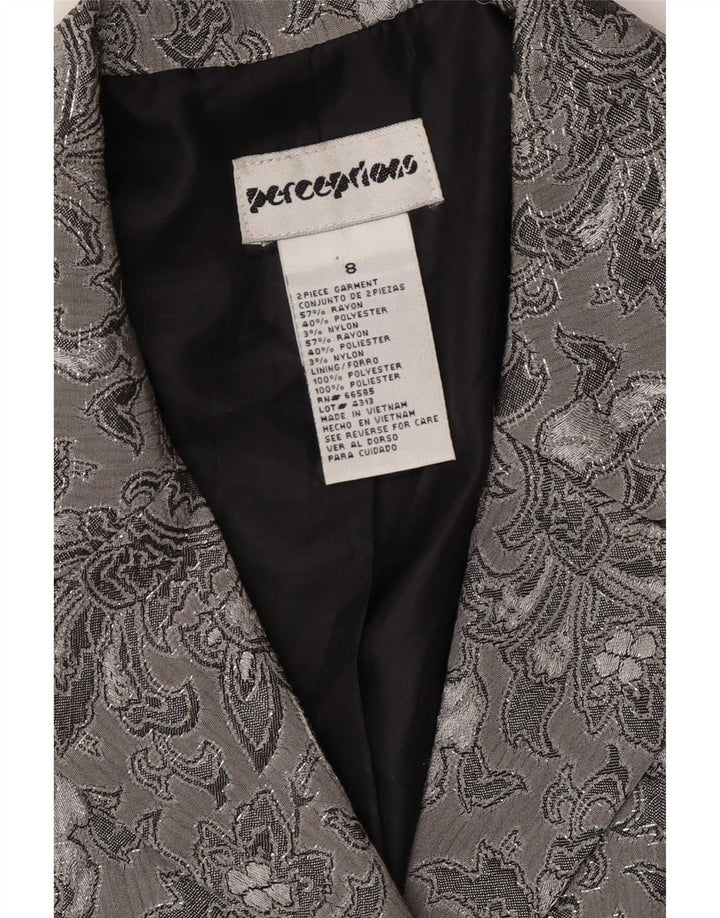Perceptions Chaqueta tipo blazer de 2 botones para mujer UK 8 Small Grey Floral Rayon