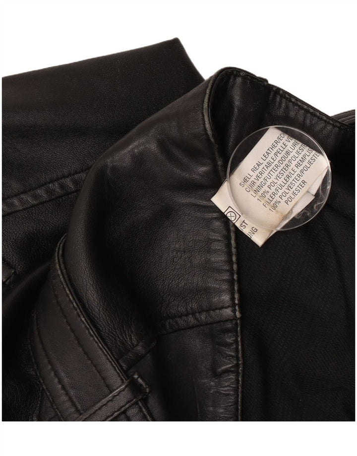 Vintage mujer cuero biker chaqueta Reino Unido 14 cuero negro grande