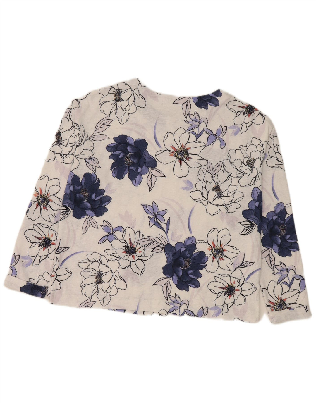 Marks & Spencer Top extragrande de manga larga para mujer UK 8 Small White Floral
