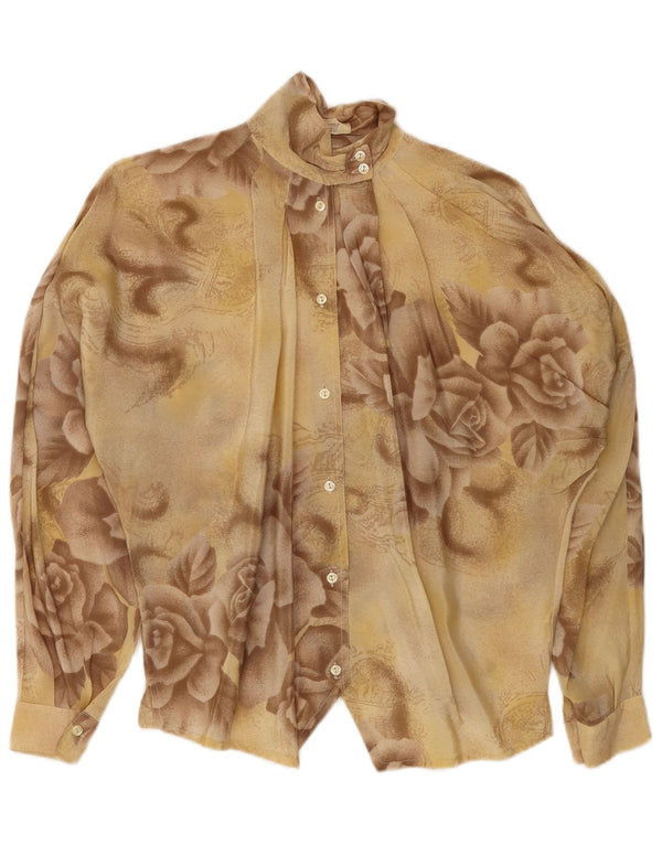 Tiffany Womens Shirt Blouse IT 42 Medium Brown Floral Acetate