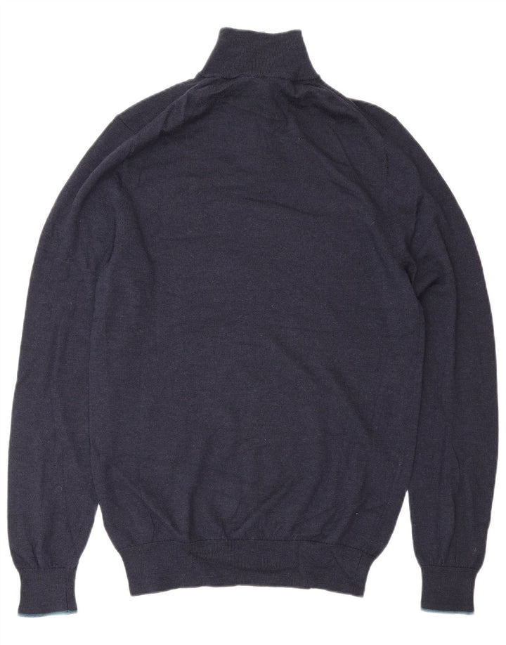 Jersey de punto con cremallera en el cuello para hombre de White Stuff, talla pequeña, de lana azul marino