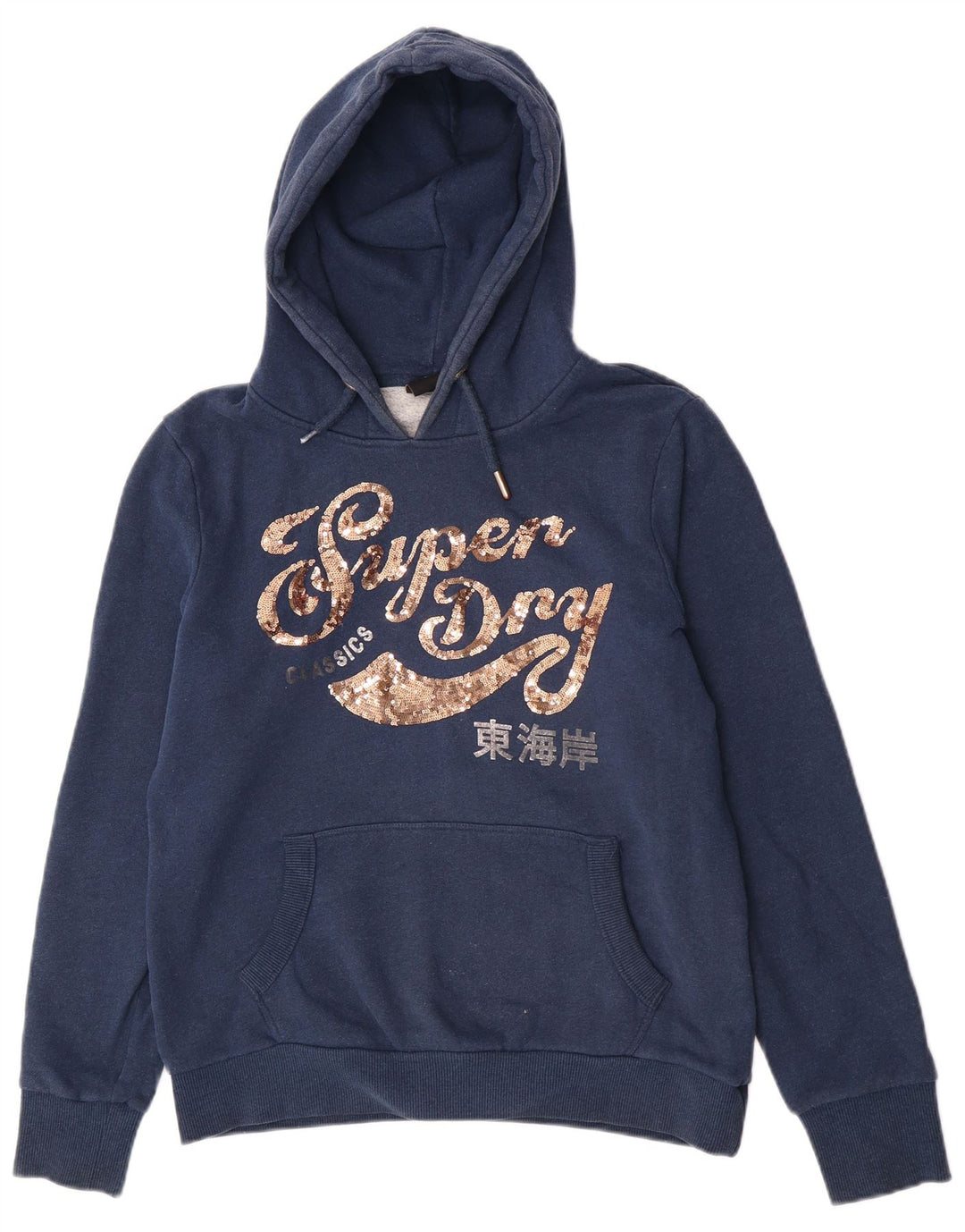 Superdry Jersey con capucha gráfica para mujer Reino Unido 44 Algodón azul marino mediano