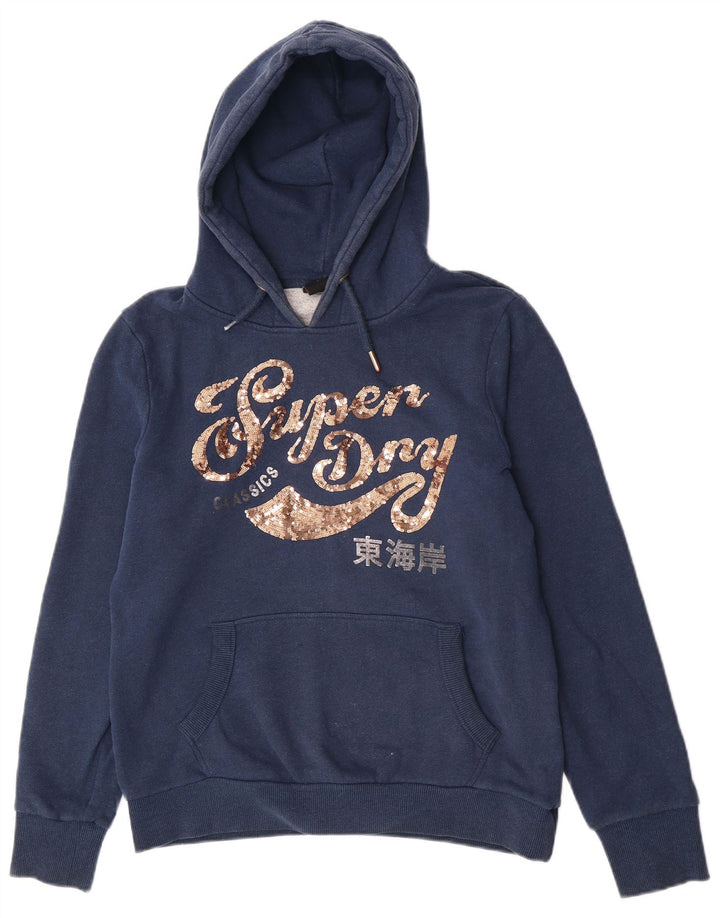 Superdry Jersey con capucha gráfica para mujer Reino Unido 44 Algodón azul marino mediano