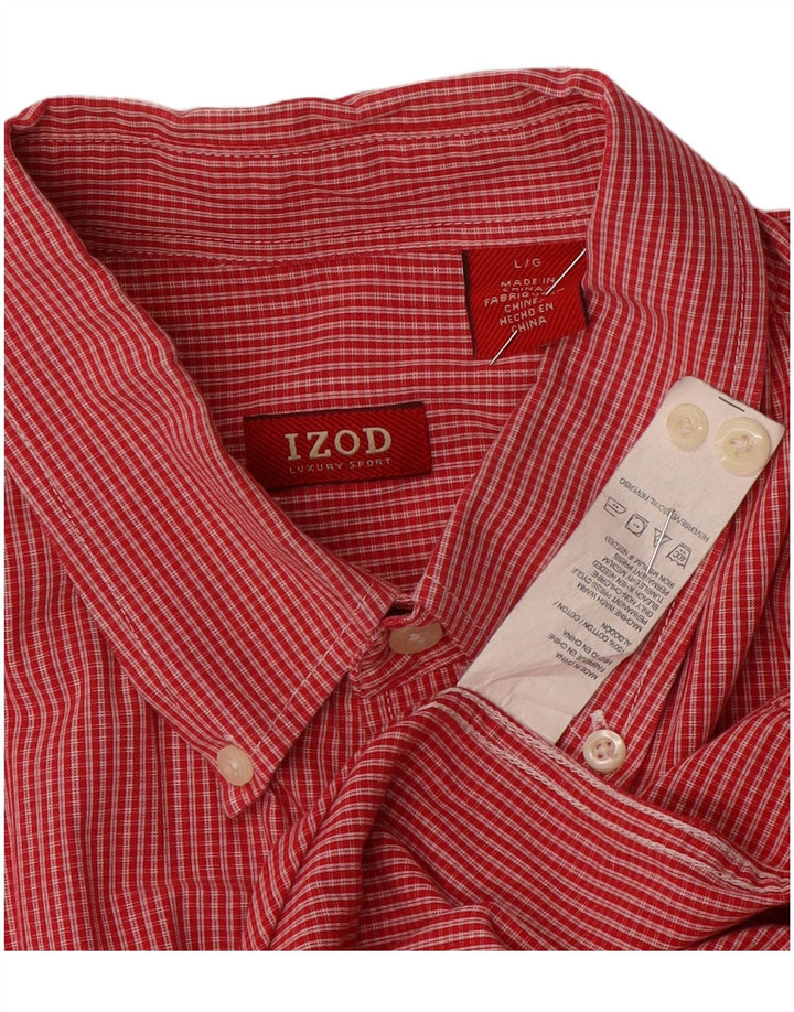 IZOD Camisa Hombre Grande Cuadros Rojos Algodón