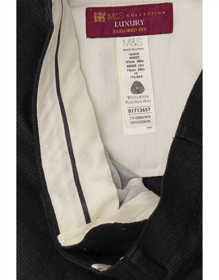 Marks & Spencer Pantalones de traje a medida para hombre W36 L29 gris pata de gallo