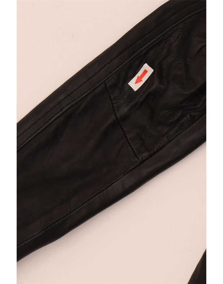 Astrid & Viola Chaqueta corta de cuero para mujer UK 8 Small Black Leather
