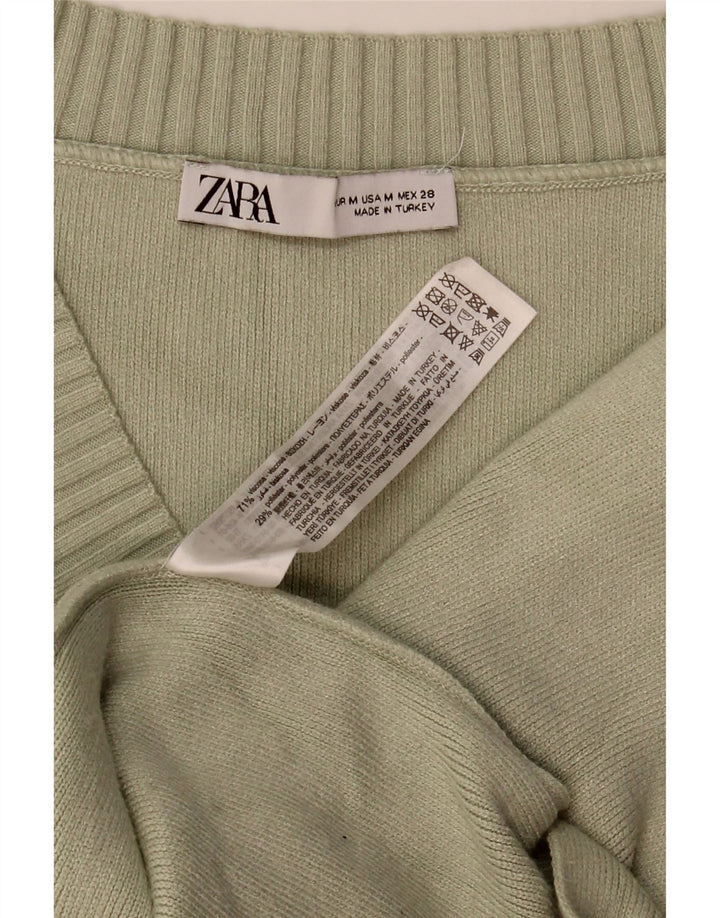 Zara Mujer Camiseta Sin Mangas De Gran Tamaño UK 44 Viscosa Caqui Mediana
