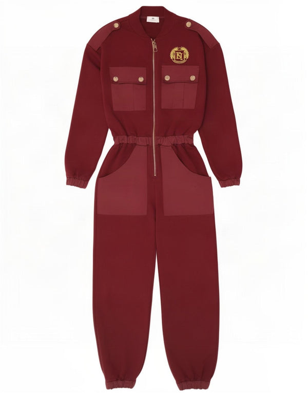Mono militar para mujer Elisabetta Franchi IT 42 Algodón granate mediano