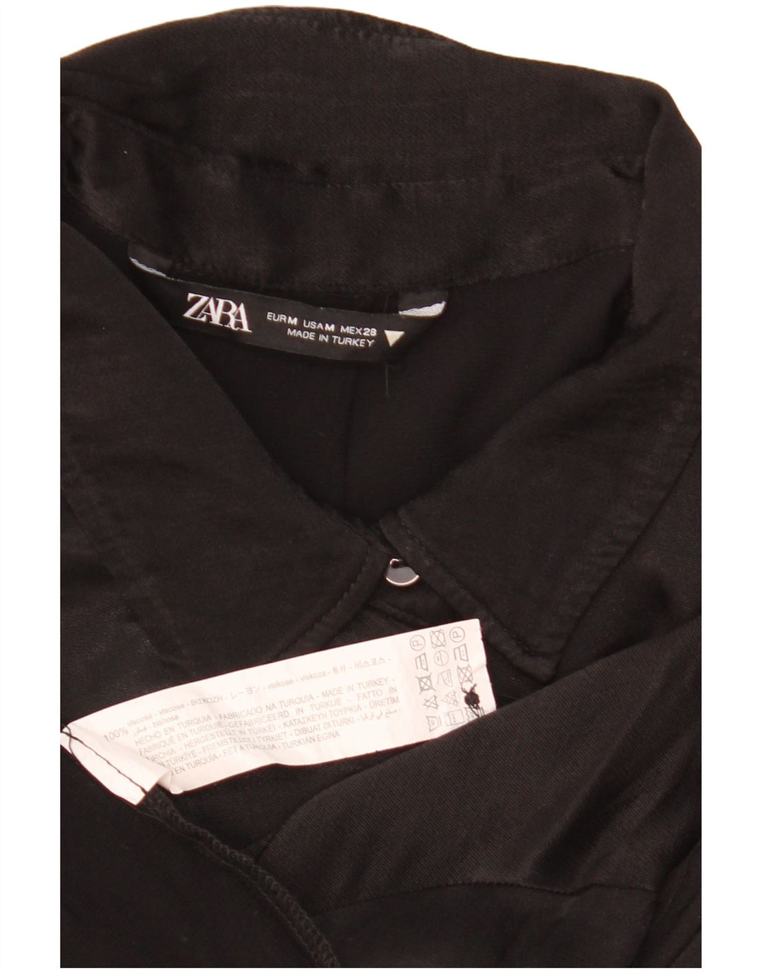 Zara Blusa de manga corta corta extragrande para mujer UK 44 Medium Black