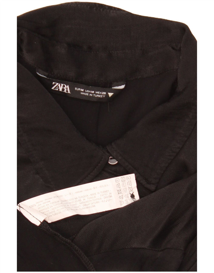 Zara Blusa de manga corta corta extragrande para mujer UK 44 Medium Black