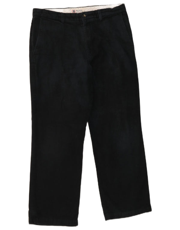 Marks & Spencer Mens Blue Harbour Chino Trousers W34 L29 Black Cotton