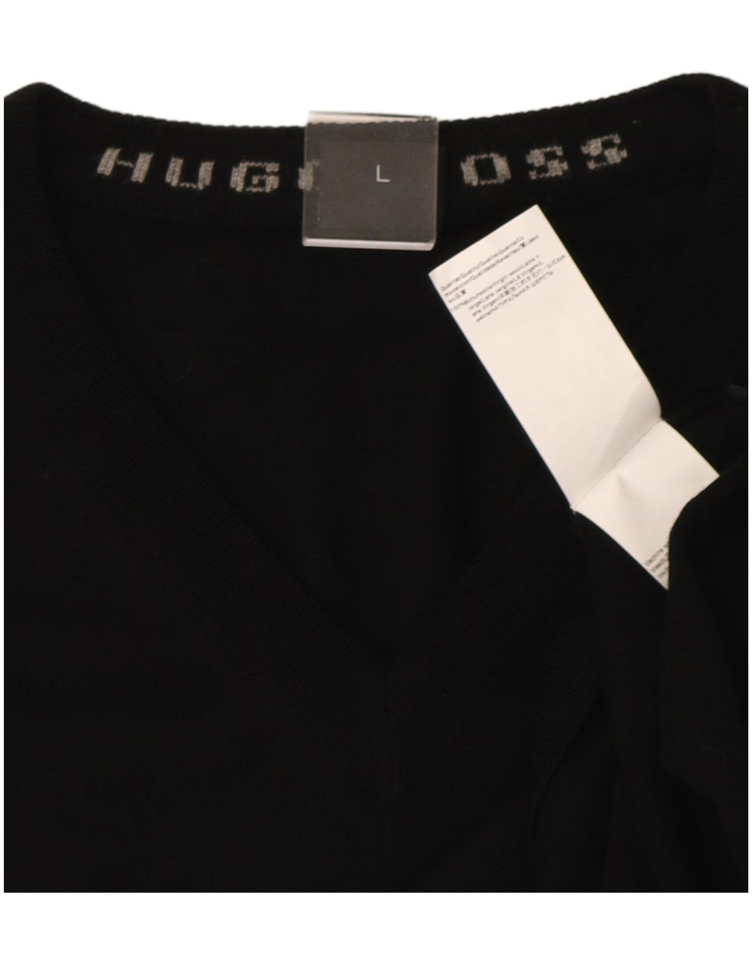 Hugo Boss Jersey con cuello en V para hombre, suéter grande de lana negra