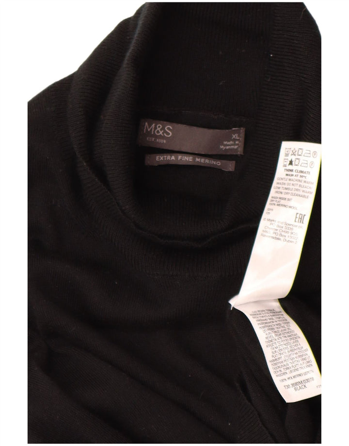 Marks & Spencer Jersey con Cuello Redondo para Hombre XL Lana Merino Negra