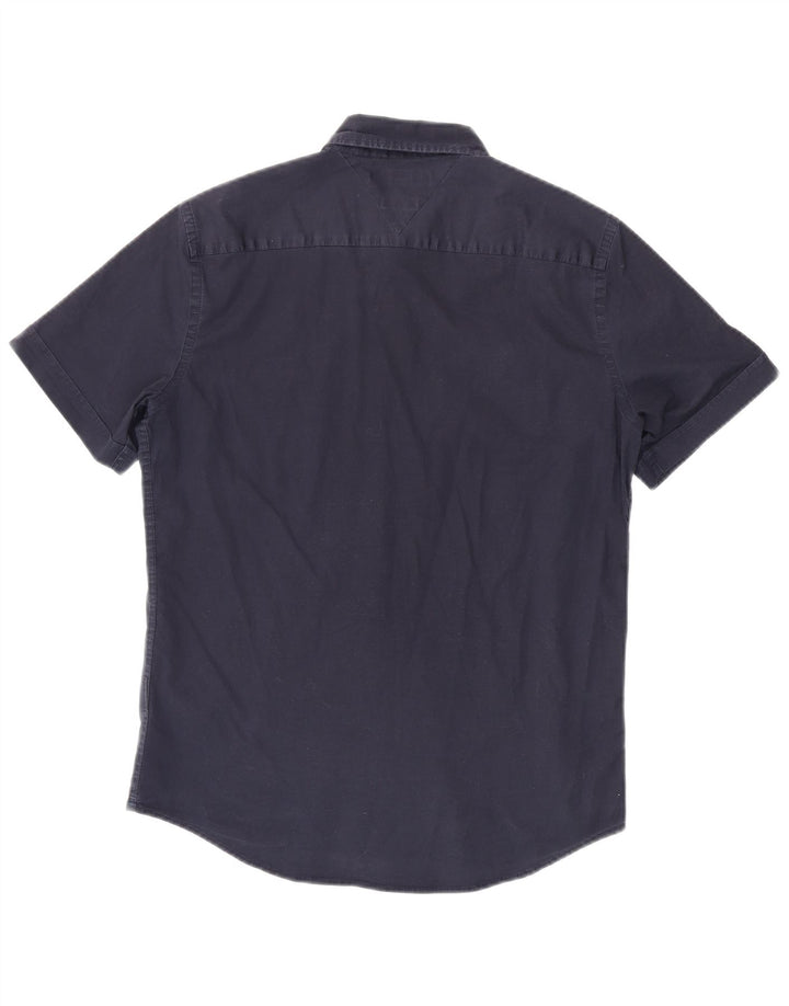 TOMMY HILFIGER Camisa de manga corta slim fit para hombre Algodón azul marino medio