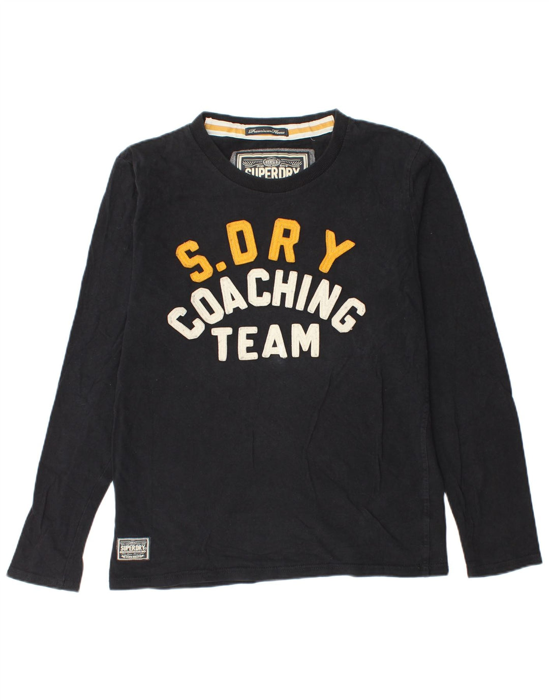SUPERDRY Top gráfico para hombre de manga larga de algodón negro grande