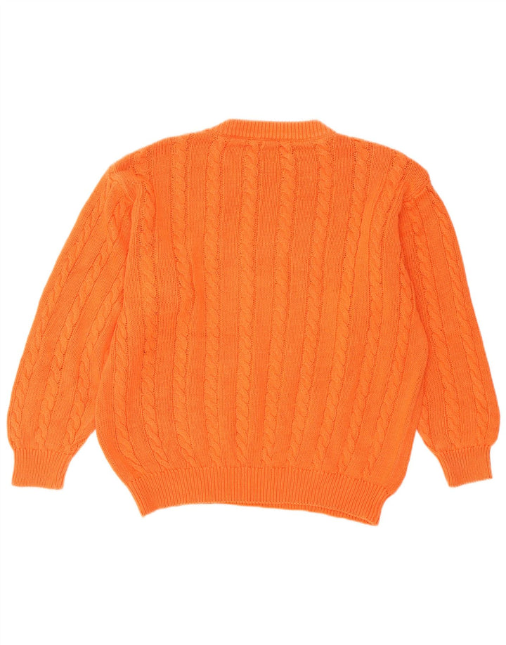 Benetton Jersey De Cuello Redondo Para Mujer ES 44 Mediano Naranja Algodón