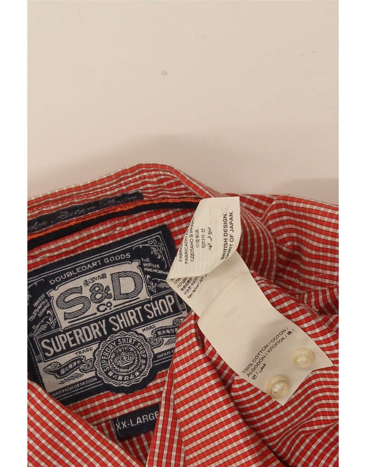 Camisa Superdry para hombre 2XL Algodón a cuadros rojo